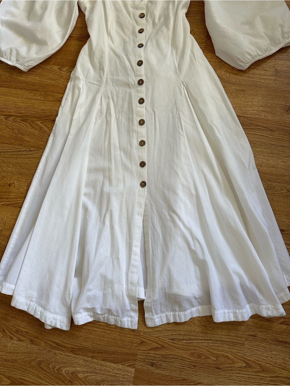 Free People White Button Front Dress M Cotton Linen - Picture 6 of 16